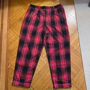 TOPSHOP Red and Black plaid pants